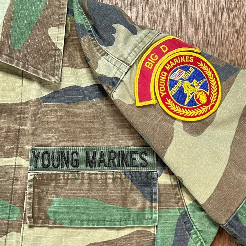 Atlanco Young Marines Woodland Camo Field Jacket Small Regular Big D Patch BDU - Picture 4 of 11